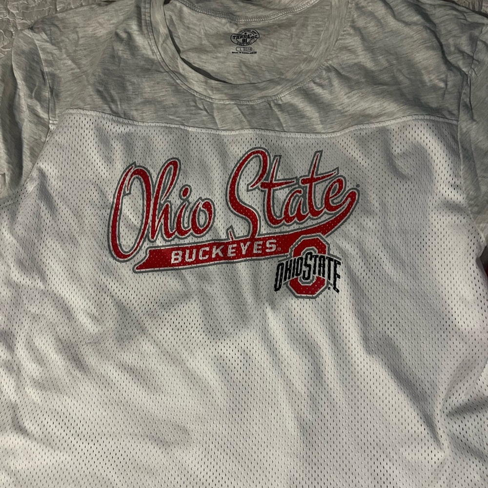 Ohio State Gray and White Jersey with Bold Red Logo
